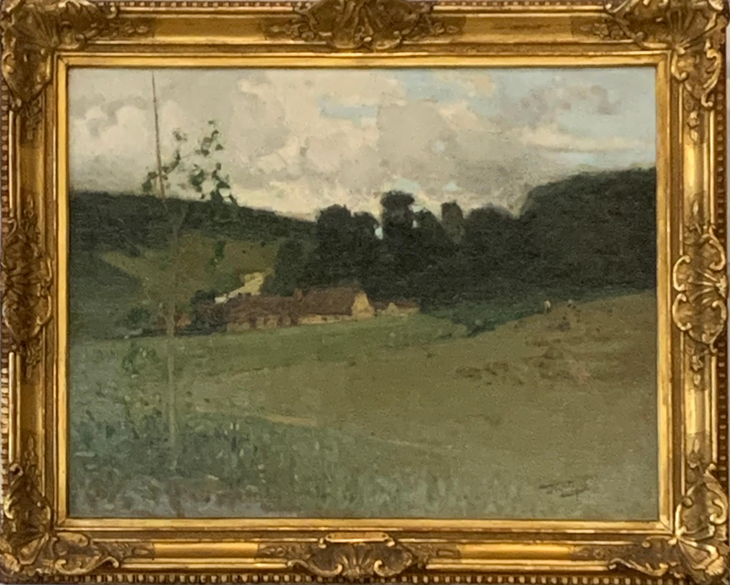 Paysage à Muzy sur Avre (Normandie) - Painting by Pierre Eugene Montezin