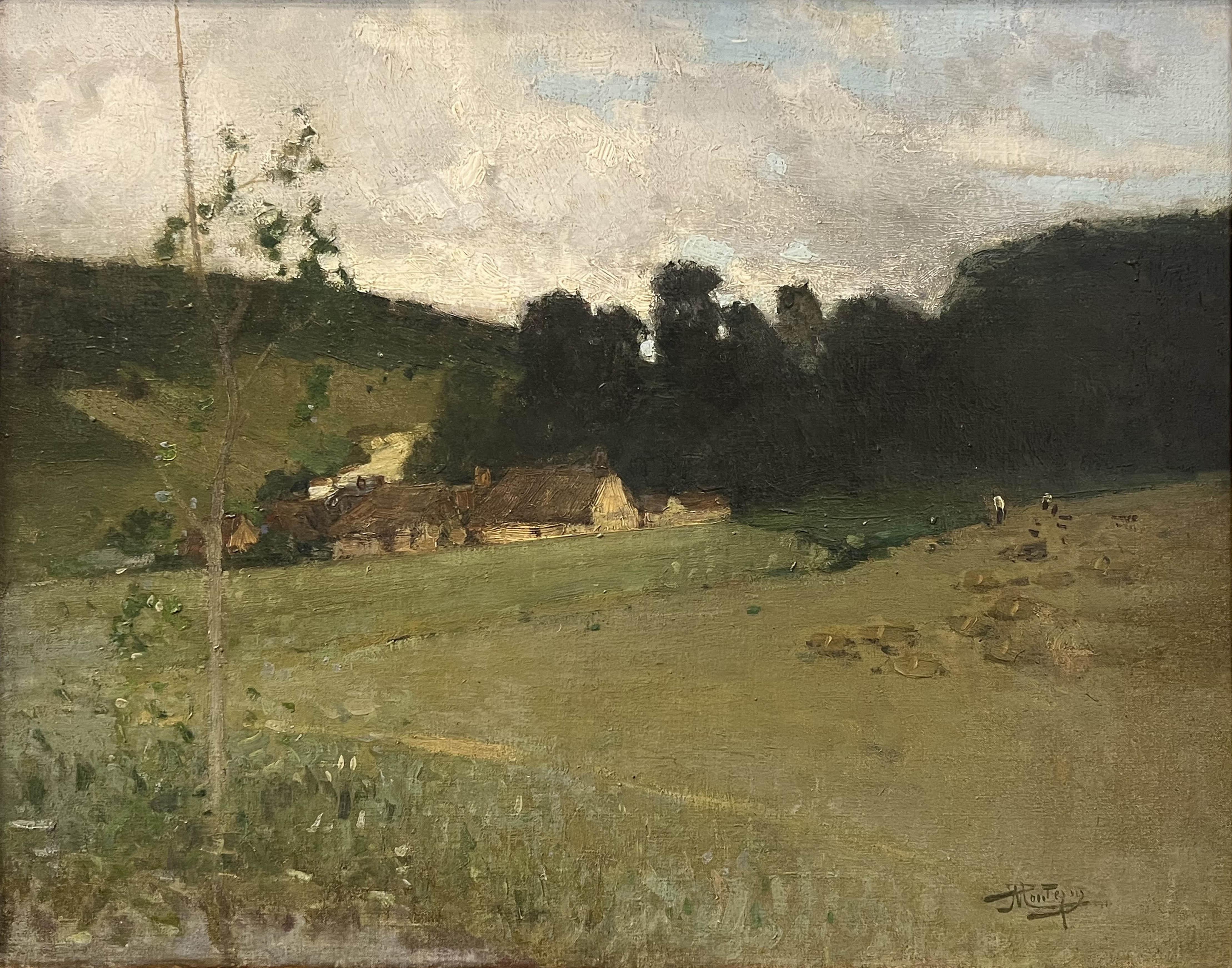 Landscape Painting Pierre Eugene Montezin - Paysage à Muzy sur Avre (Normandie)