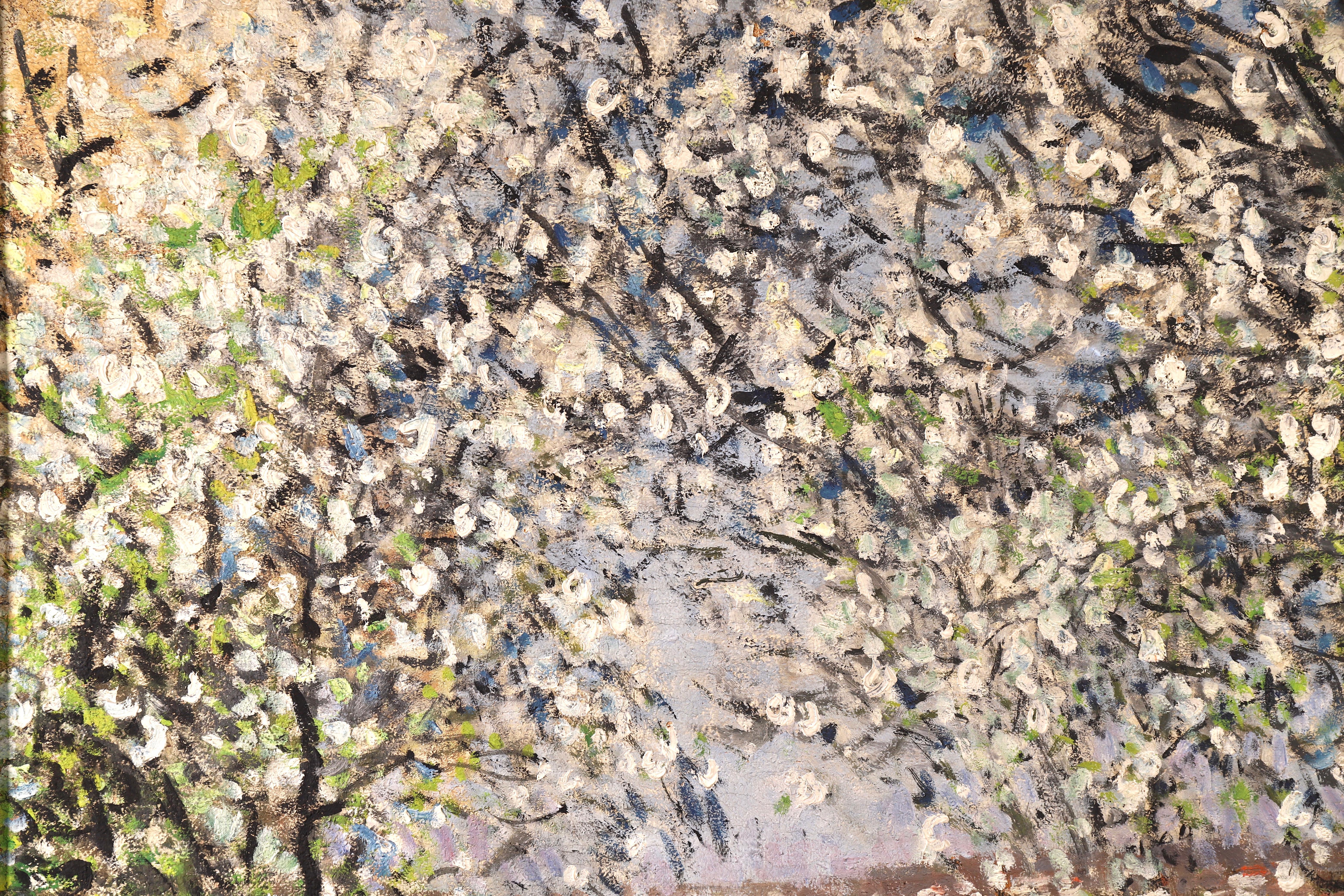 Printemps - Impressionist Oil, Figures under Blossom Trees by Pierre Montezin 1