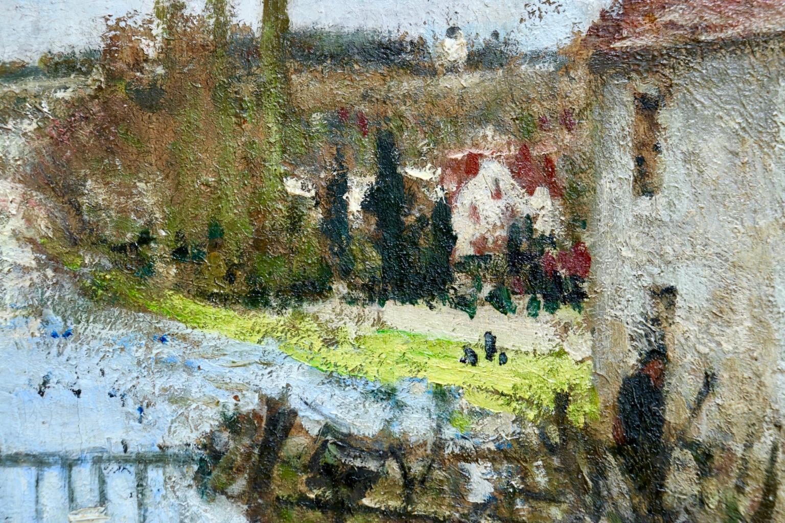 Provencher's Mill - Moret-Sur-Loing - Impressionist Oil, River - Pierre Montezin For Sale 2