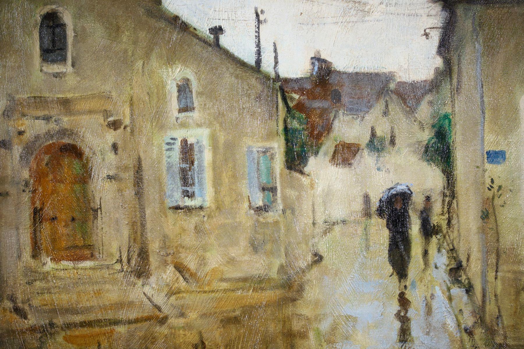 Rainy Day - Post Impressionist Oil, Village Landscape - Pierre Eugene Montezin 1
