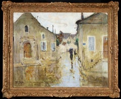Rainy Day - Post Impressionist Oil, Village Landscape - Pierre Eugene Montezin