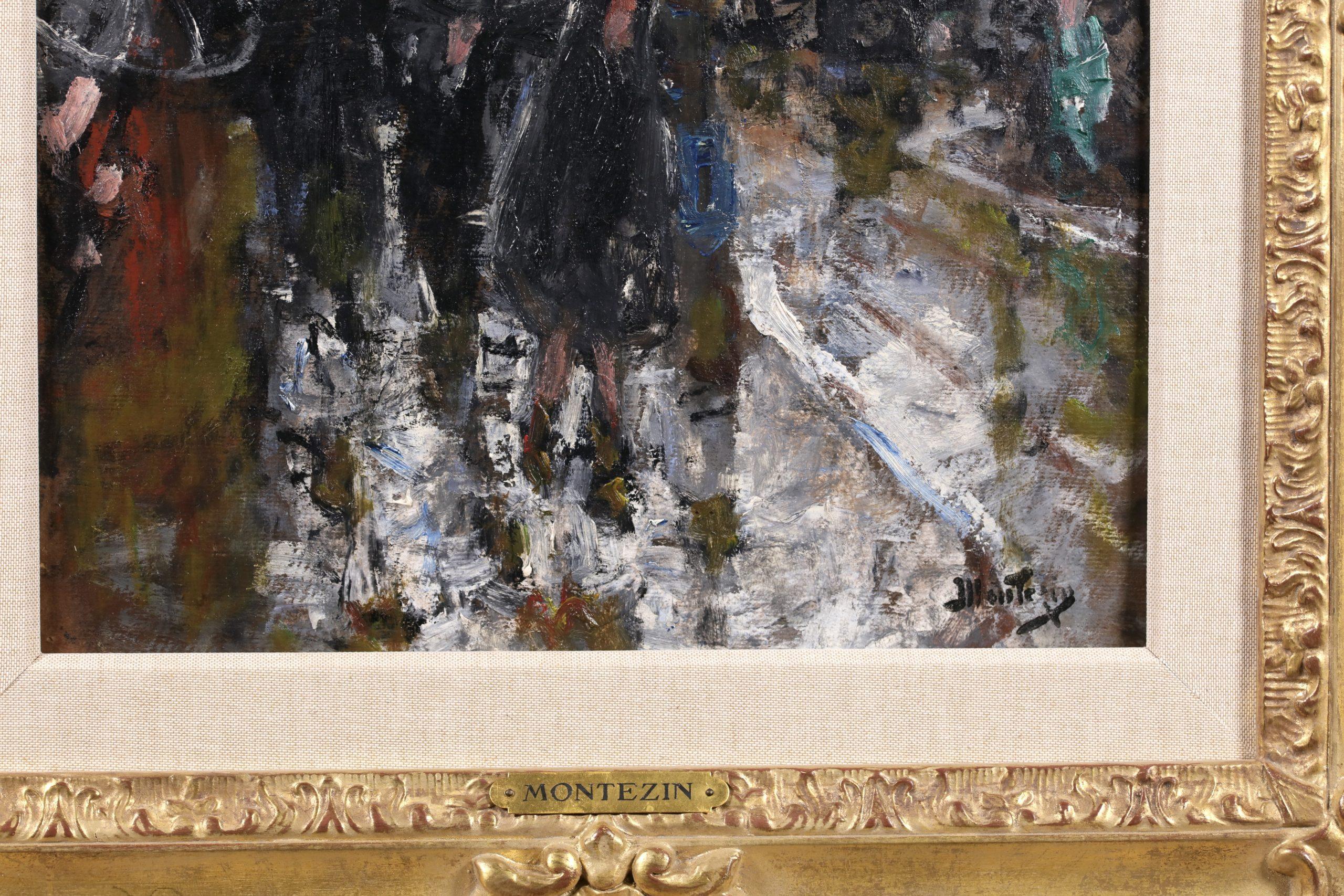 Sotto la pioggia - Olio figurativo post impressionista di Pierre Eugene Montezin in vendita 7