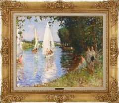 Voiliers Sur La Seine di Pierre Eugène Montézin