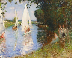 Voiliers Sur La Seine By Pierre Eugène Montézin