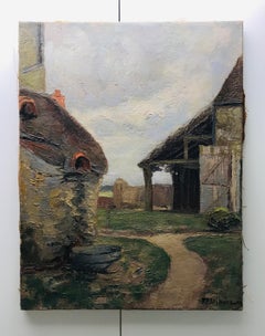 Cour par Pierre-Eugène Vibert - huile sur toile