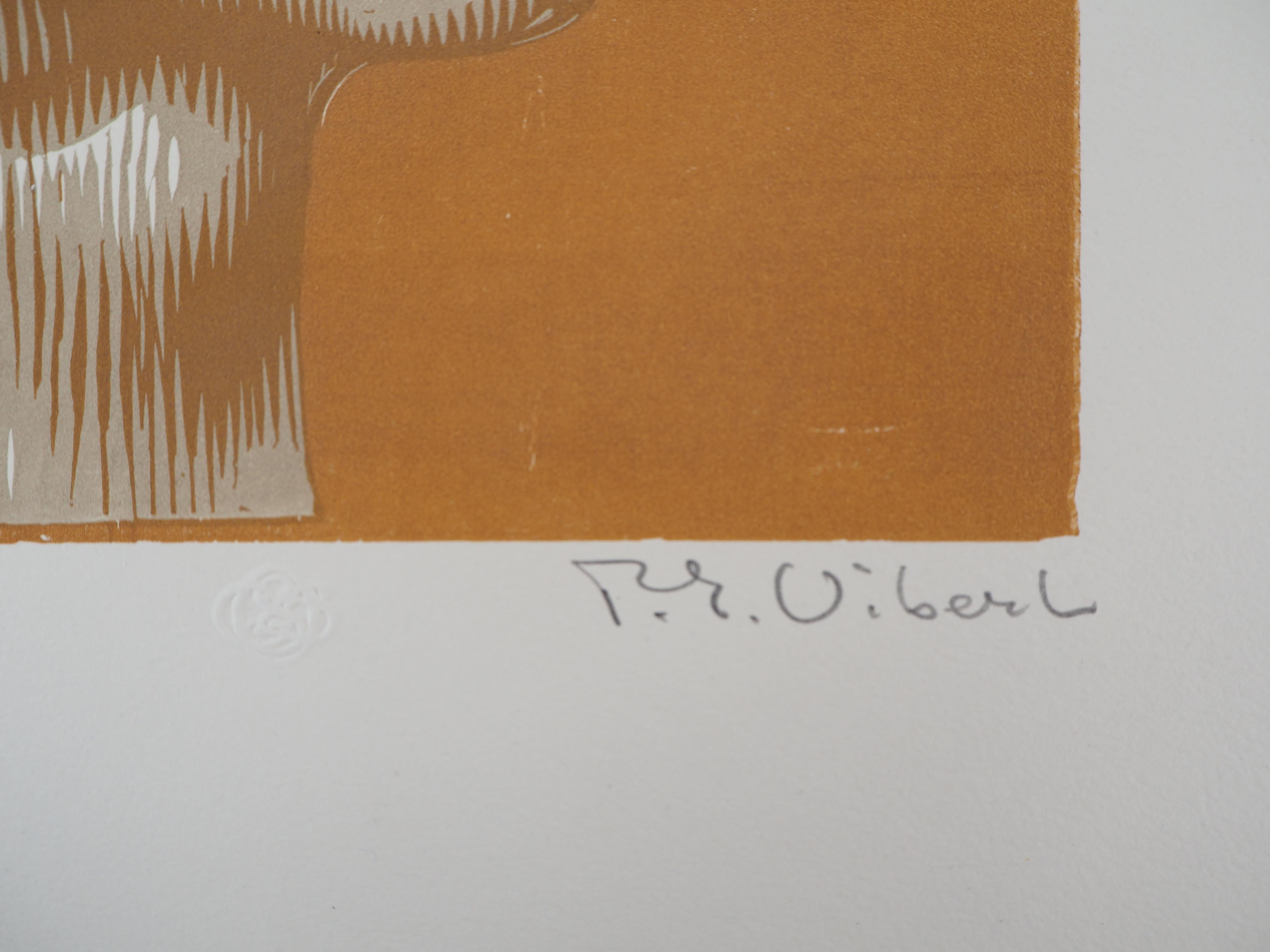 Klassisches Porträt - Original-Holzschnitt, handsigniert und nummeriert /160 im Angebot 1