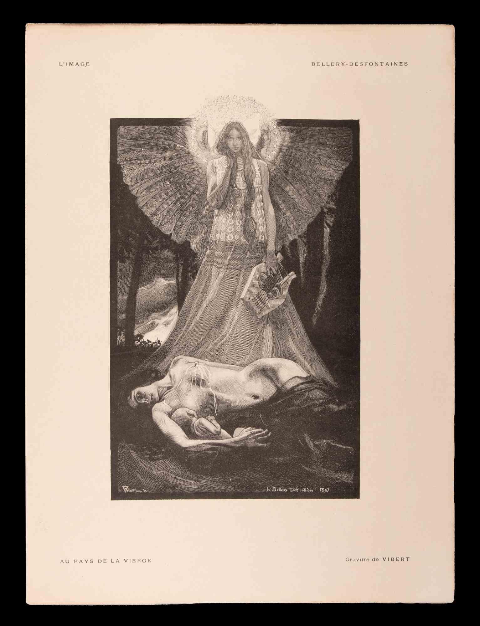 Au Pays de la Vierge - Original-Holzschnitt von Pierre-Eugène Vibert - 1897