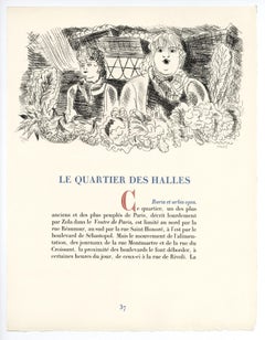 "Le Quartier des Halles" gravure originale
