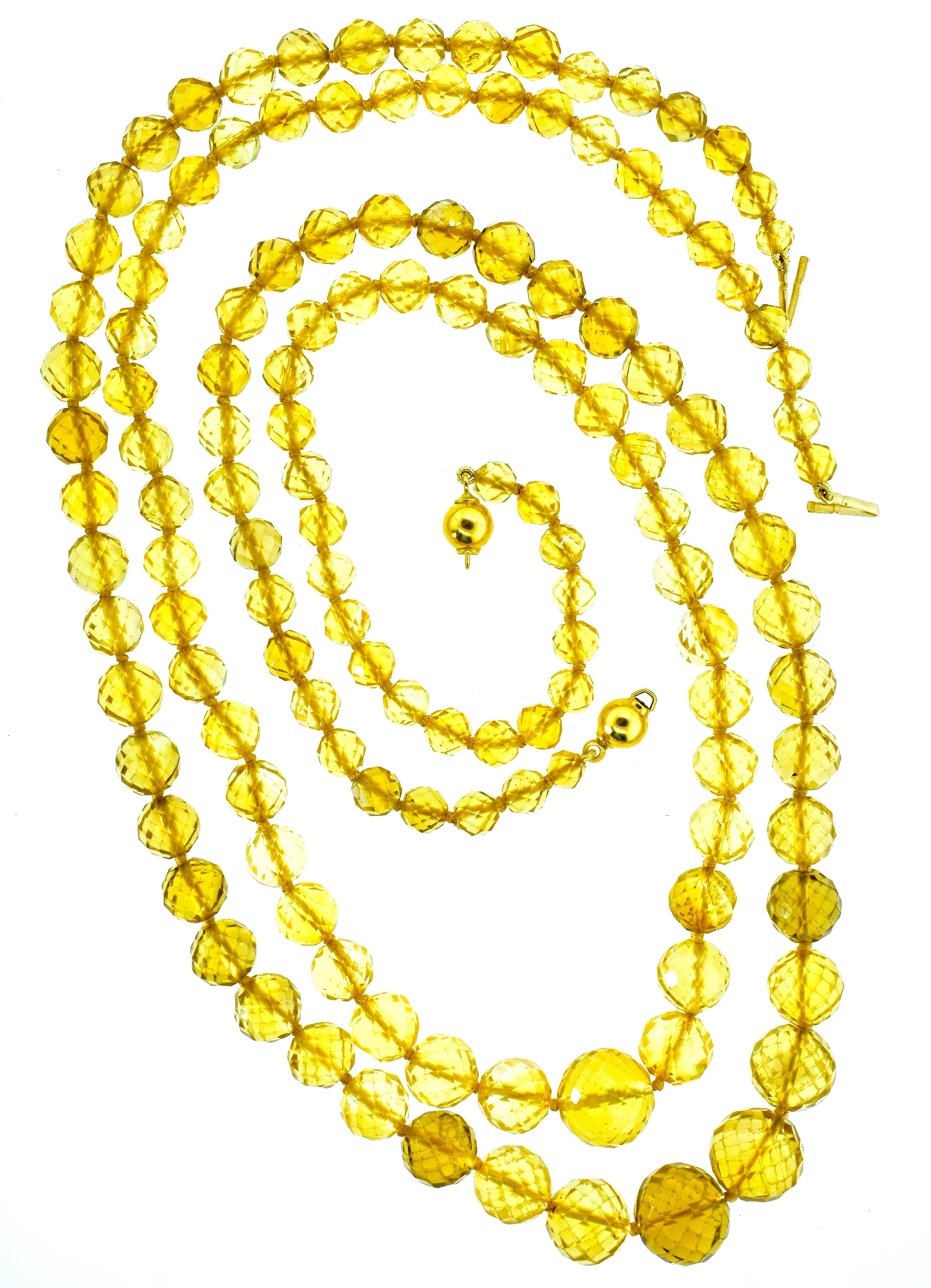 Contemporary Pierre/Famille Citrine Faceted Double Strand Necklace