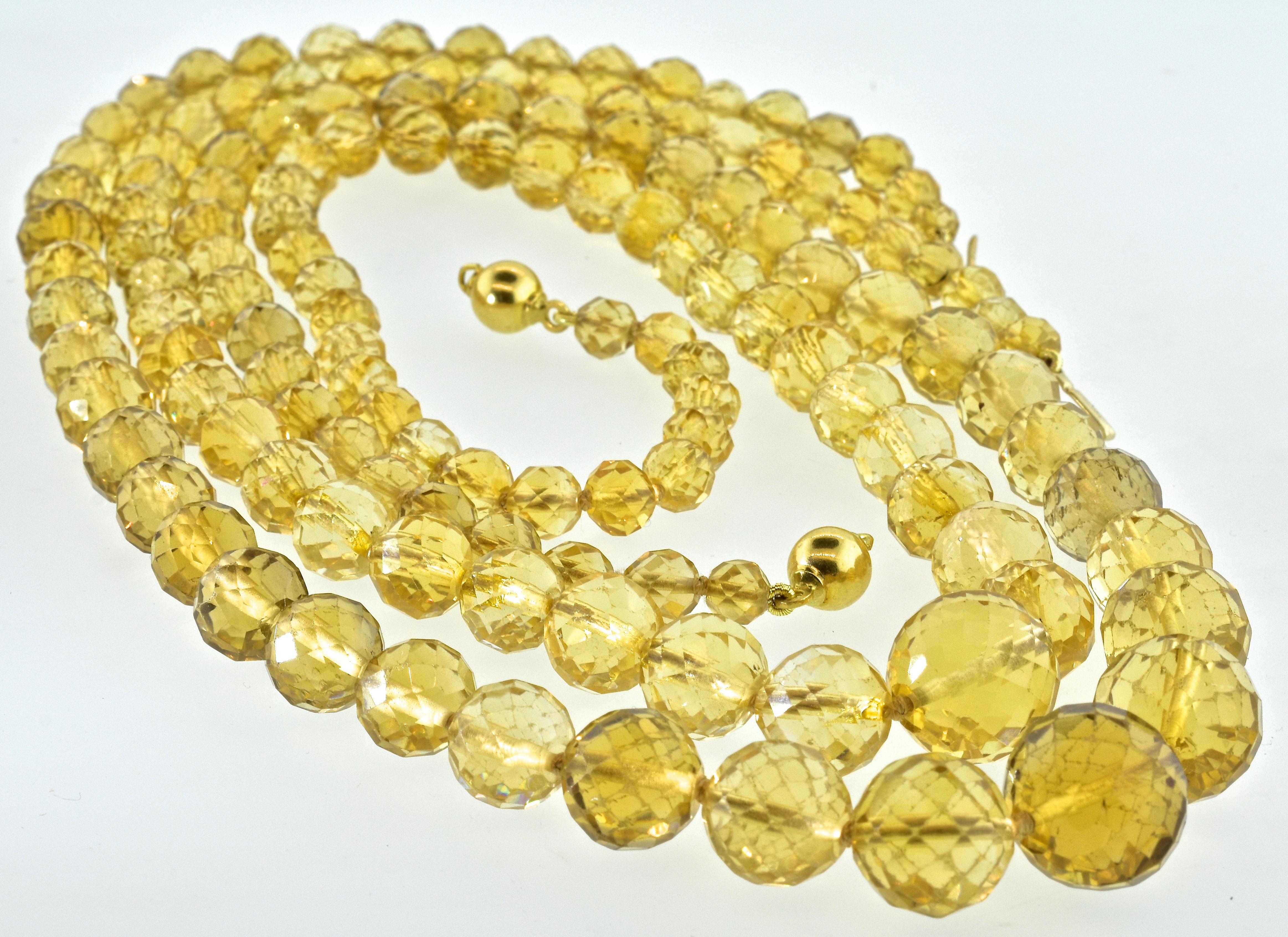 Women's or Men's Pierre/Famille Citrine Faceted Double Strand Necklace