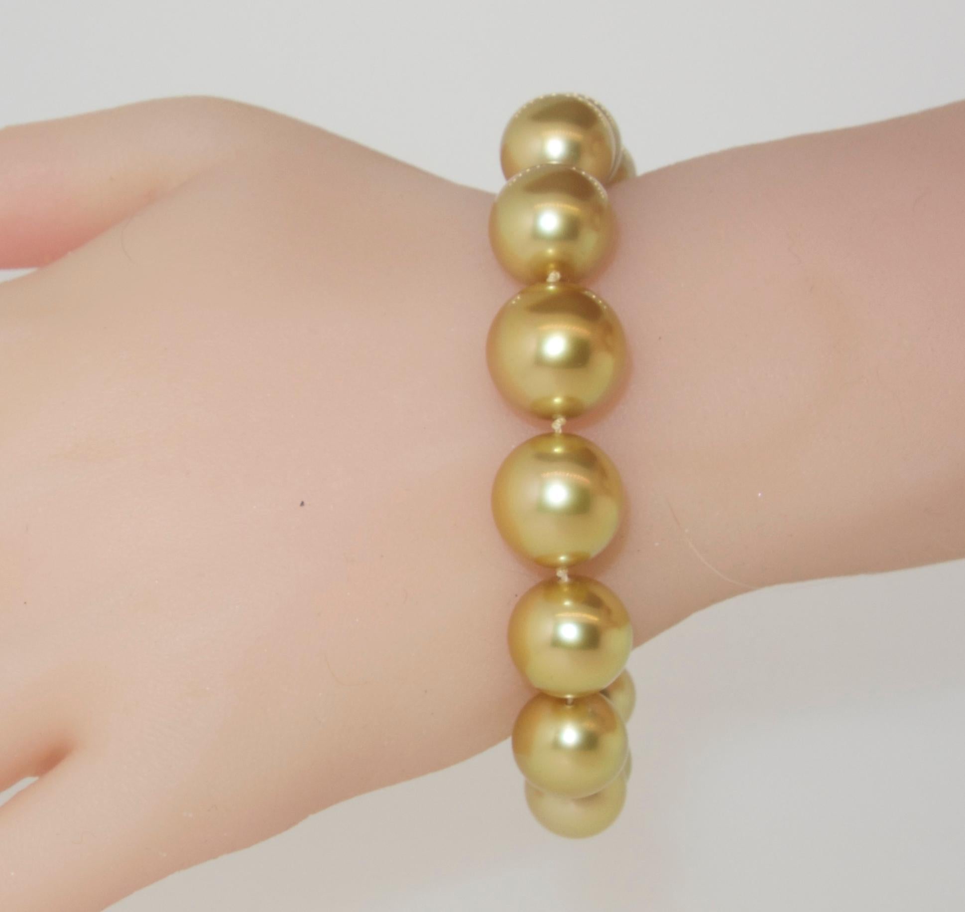 Contemporary Pierre/Famille  Golden South Sea Pearl Bracelet and Fancy Intense Diamond Clasp