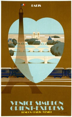 Affiche originale d'époque pour le Venice Simplon Orient Express par Fix Masseau 1982