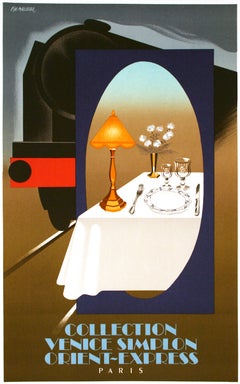 Affiche originale d'époque pour le Venice Simplon Orient Express par Fix Masseau 1982