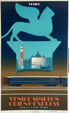 Original Vintage Poster for Venice Simplon Orient Express by Fix Masseau 1982 - By