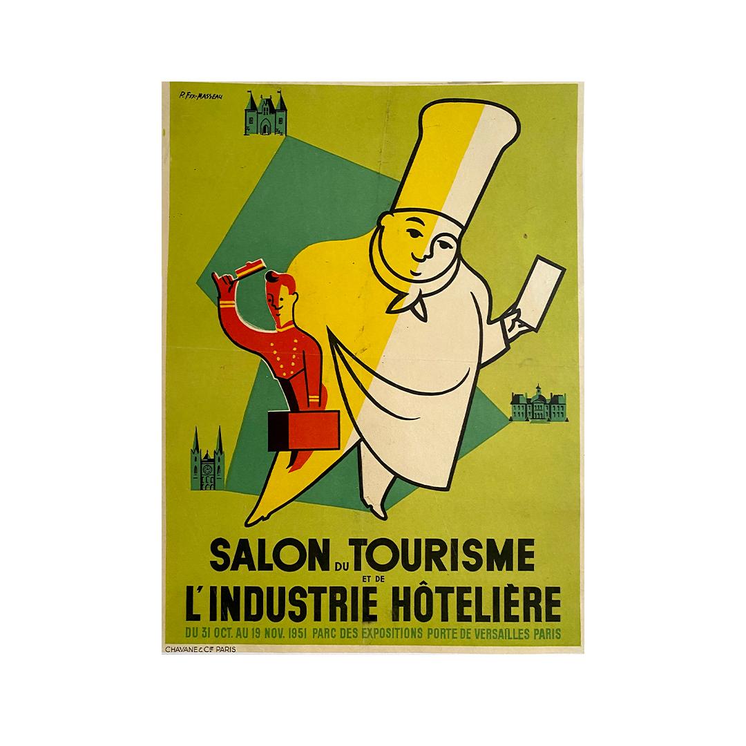Belle affiche réalisée en 1951 par Pierre Fix-Masseau 🇫🇷 (1904-1995), célèbre affichiste et graphiste français, pour promouvoir le salon du tourisme et de l'hôtellerie.

L'affichiste Pierre Fix-Masseau est né en 1905 à Paris, rue de Bruxelles, au