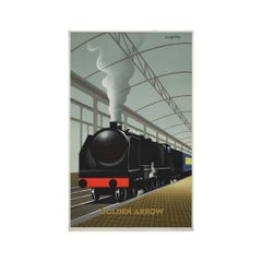 Affiche ferroviaire de 1989 représentant la gare Victoria, signée Pierre Fix-Masseau, « Golden Arrow »