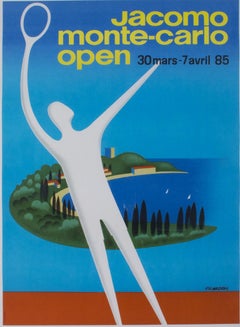 Vintage "Jacomo Monte-Carlo Open, " Original Lithograph Poster by Pierre Fix-Masseau
