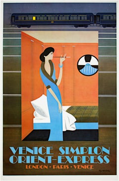 "Orient Express," Lithograph Poster by Pierre Fix-Masseau