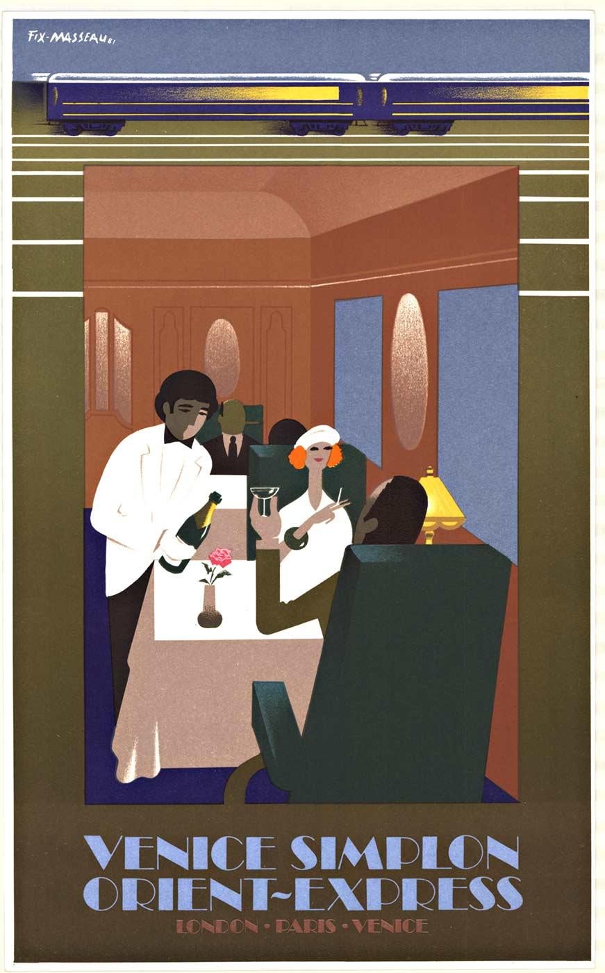 Orignal "Venedig Simplon Orient Express  Kleinformatiges Vintage-Poster "Speisewagen