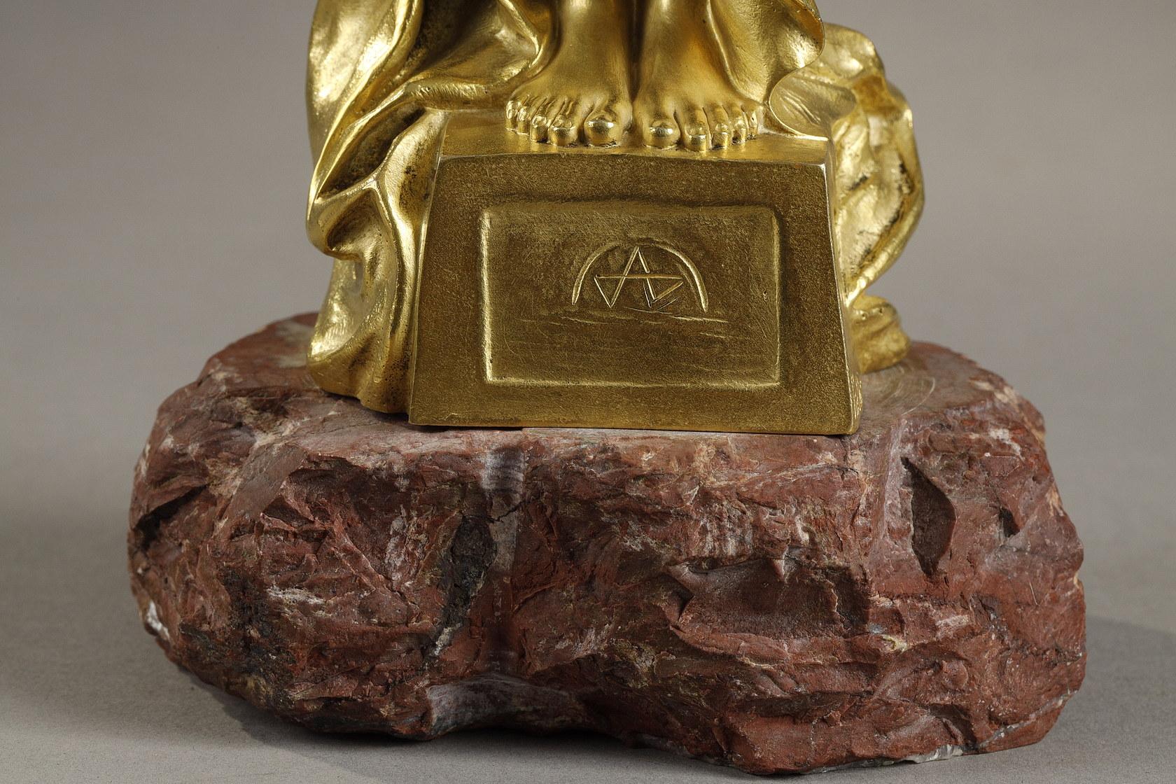 The Secret - Gold Figurative Sculpture by Pierre Fix-Masseau