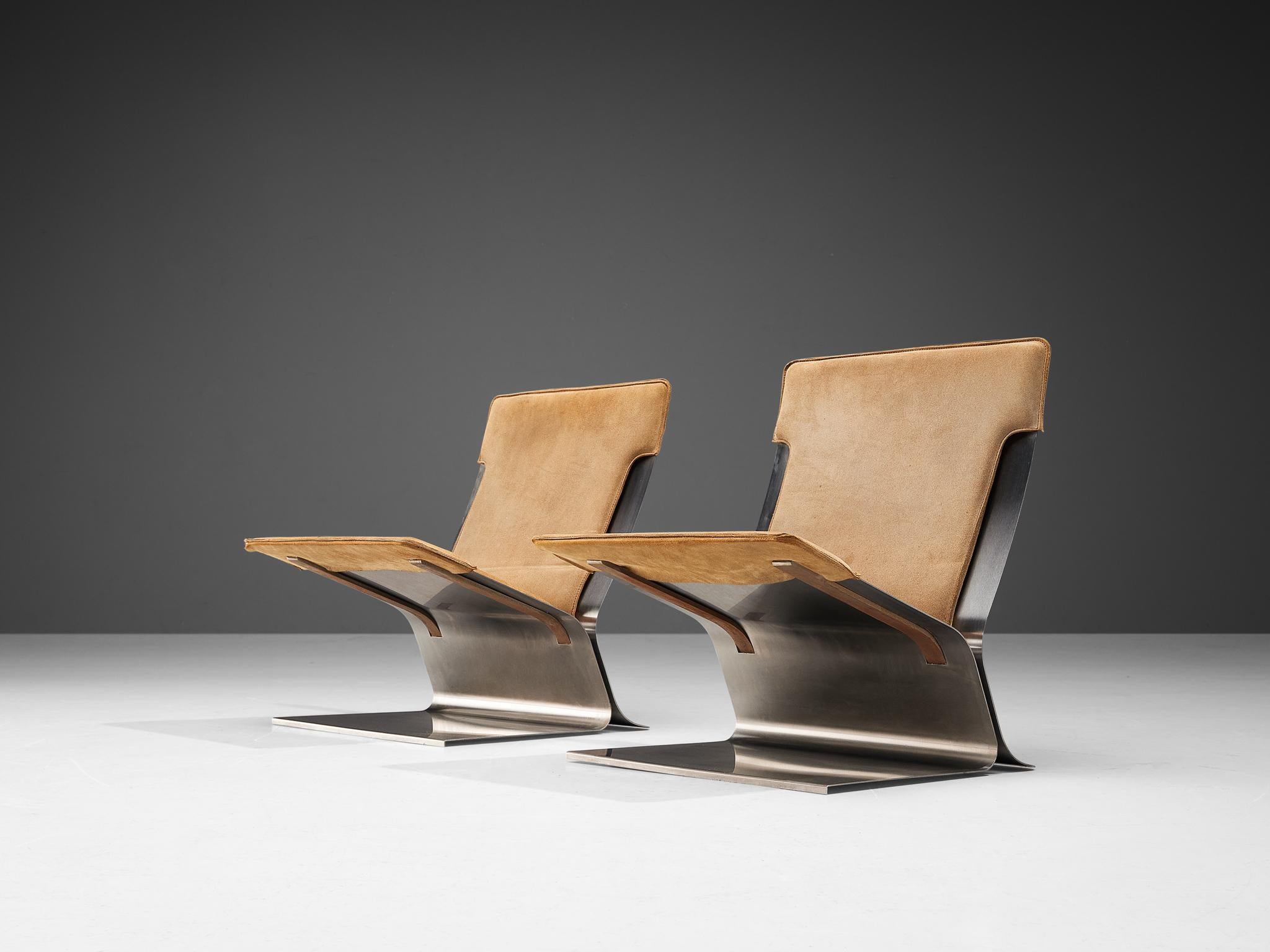 Pierre Folie for Jacques Charpentier 'Chauffeuse' Pair of Lounge Chairs  In Good Condition In Waalwijk, NL