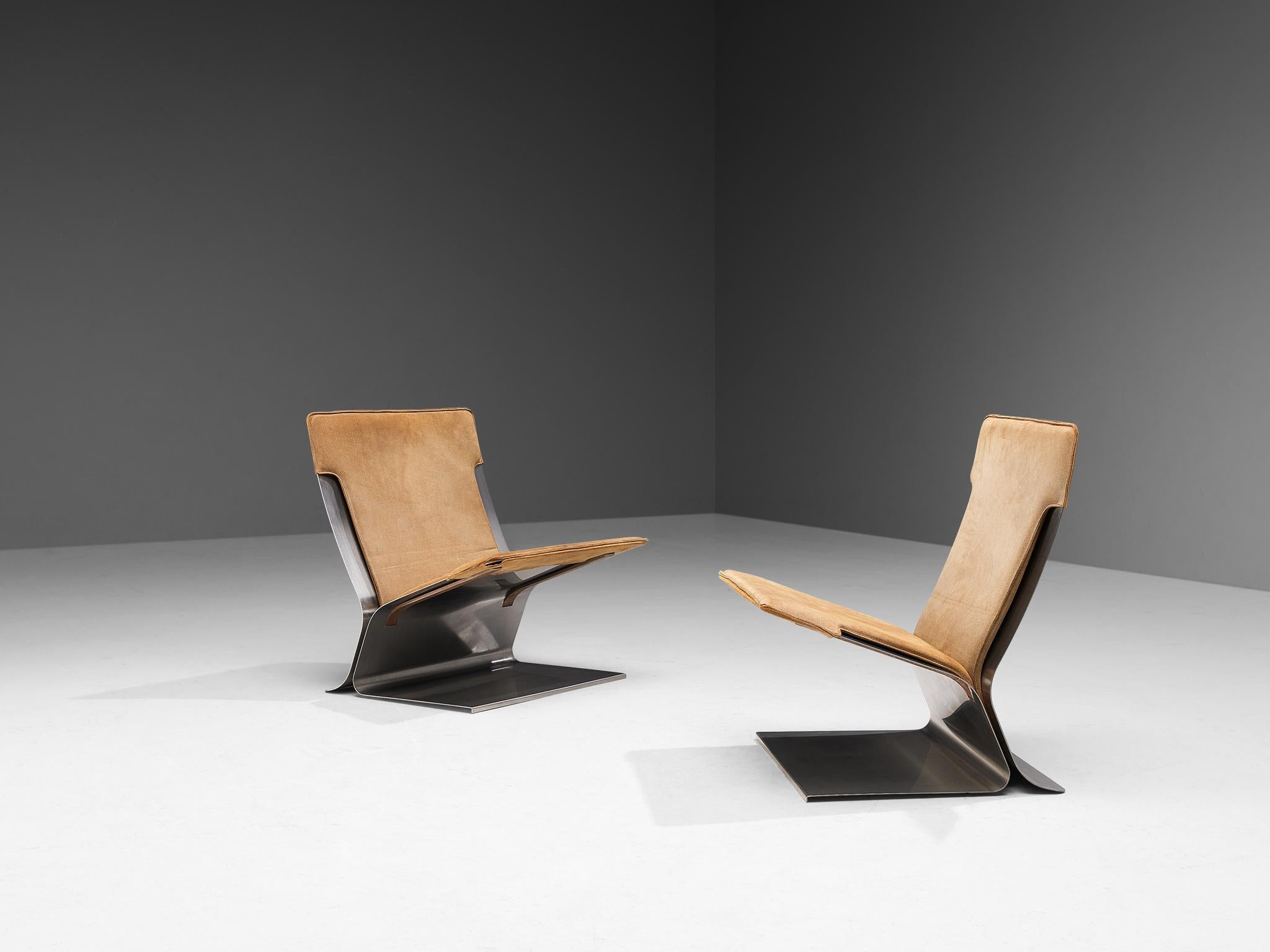 Pierre Folie for Jacques Charpentier 'Chauffeuse' Pair of Lounge Chairs  1