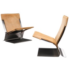Paire de chaises longues « Chauffeuse » de Pierre Folie pour Jacques Charpentier