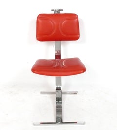 Pierre Folie Chaises de salle à manger françaises du milieu du siècle en chrome Ensemble de huit chaises