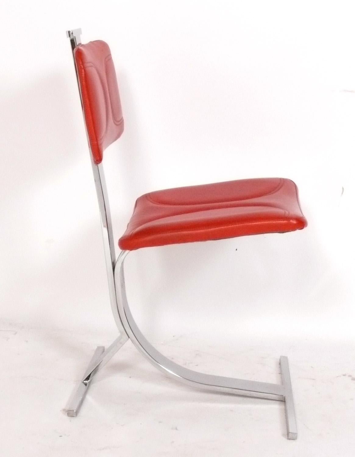 Pierre Folie French Mid Century Chrome Dining Chairs Set of Eight In Good Condition For Sale In Atlanta, GA