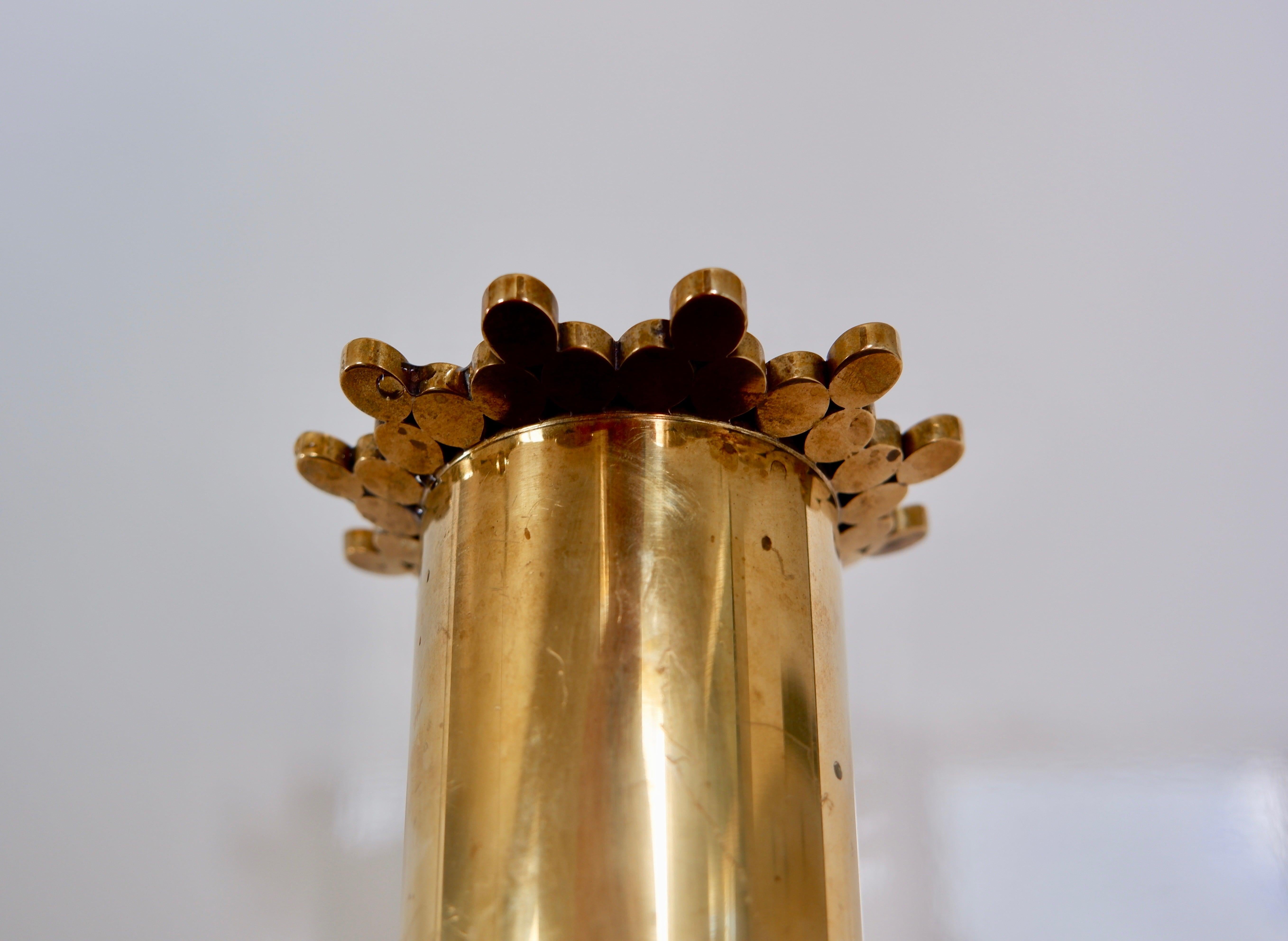 Pierre Forssell early & important vase in solid brass for Skultuna. Forsell. For Sale 4