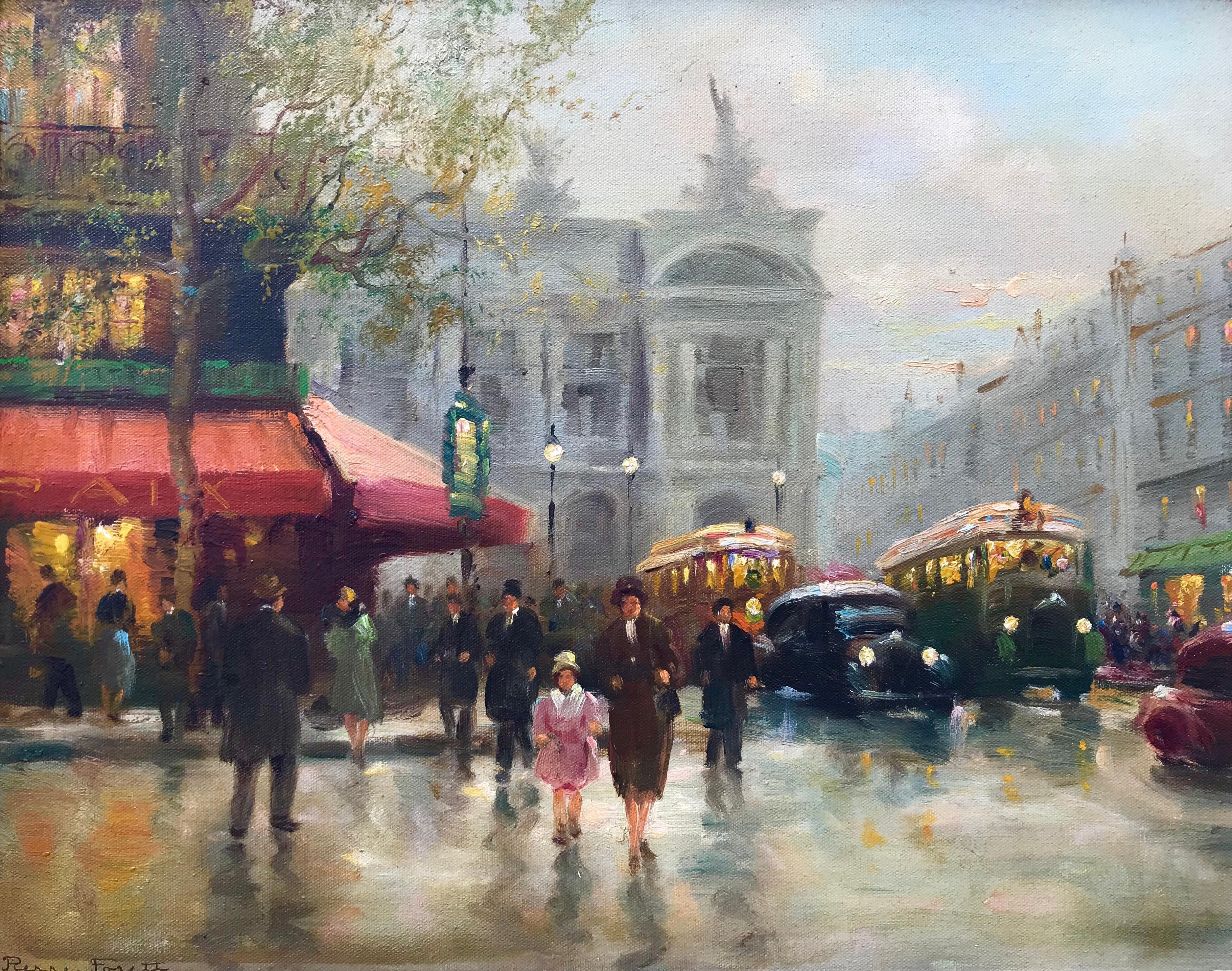 “Cafe de la Paix, Paris” - Post-Impressionist Painting by Pierre Forett