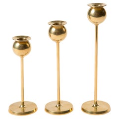Pierre Forsell Set of 3 Small Brass Tulip Candleholders -  Skultuna Sweden 1970s