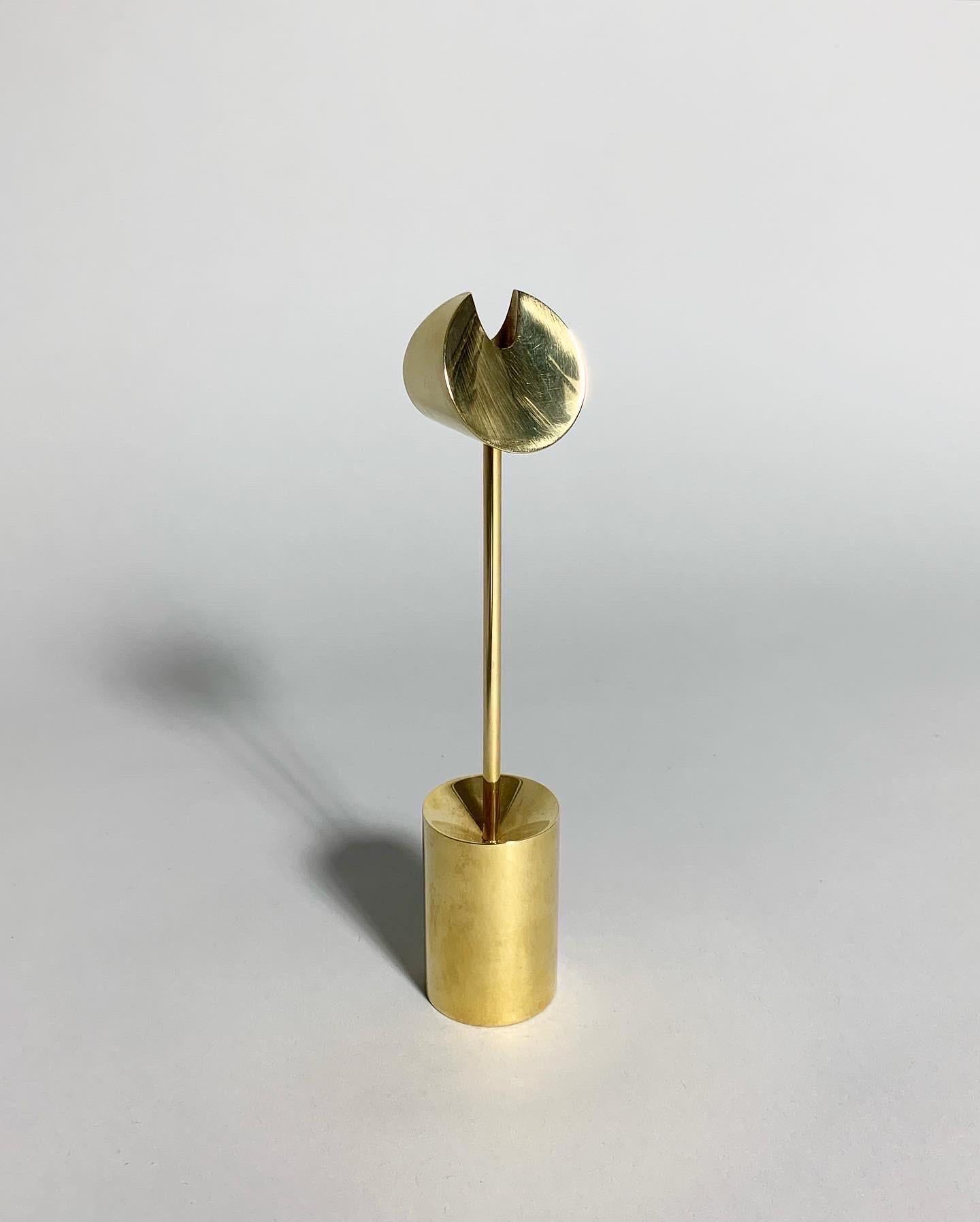 Mid-Century Modern Pierre Forsell Aniara Candle Stick Holder Brass Skultuna, Sweden, 1960s