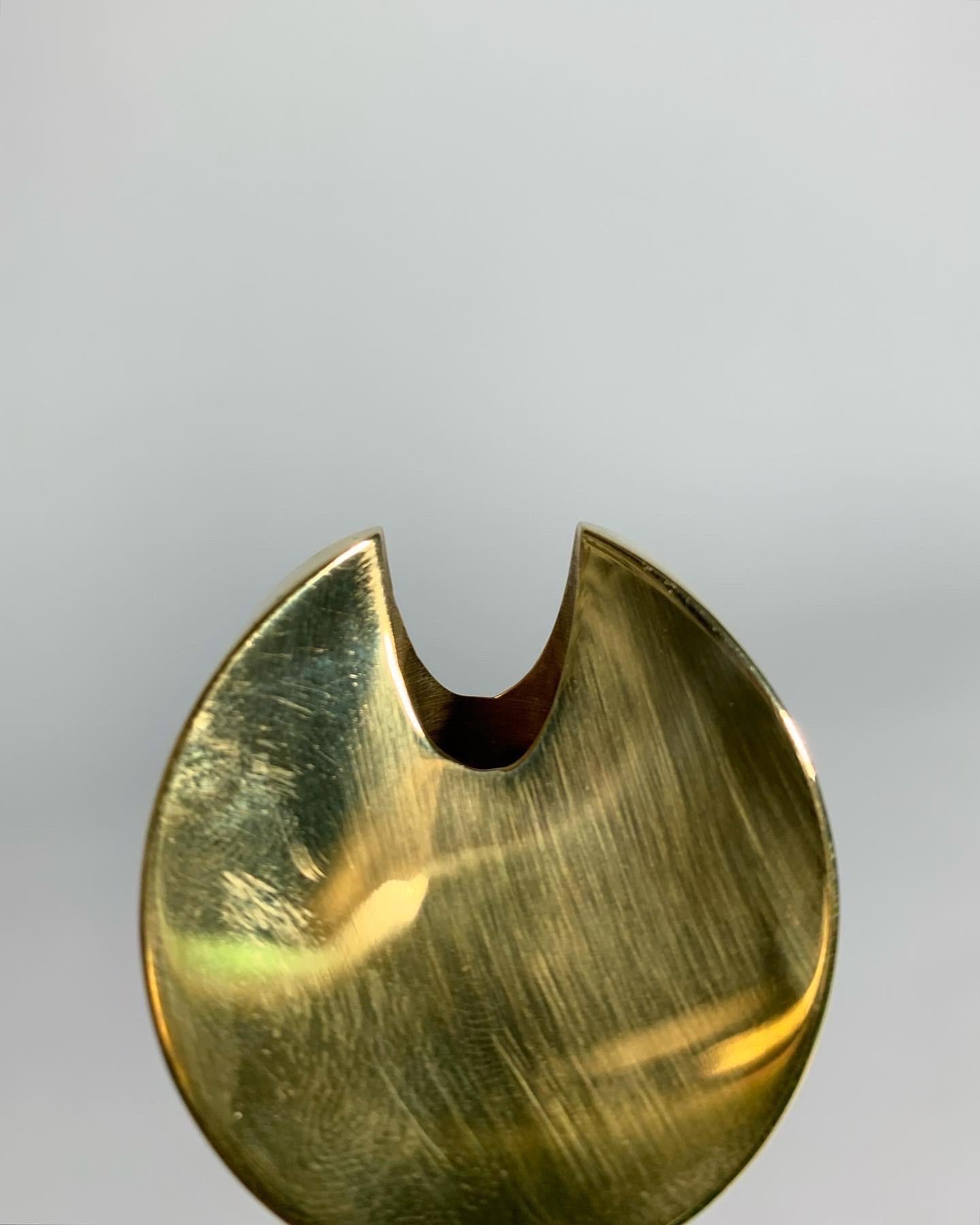 Mid-20th Century Pierre Forsell Aniara Candle Stick Holder Brass Skultuna, Sweden, 1960s
