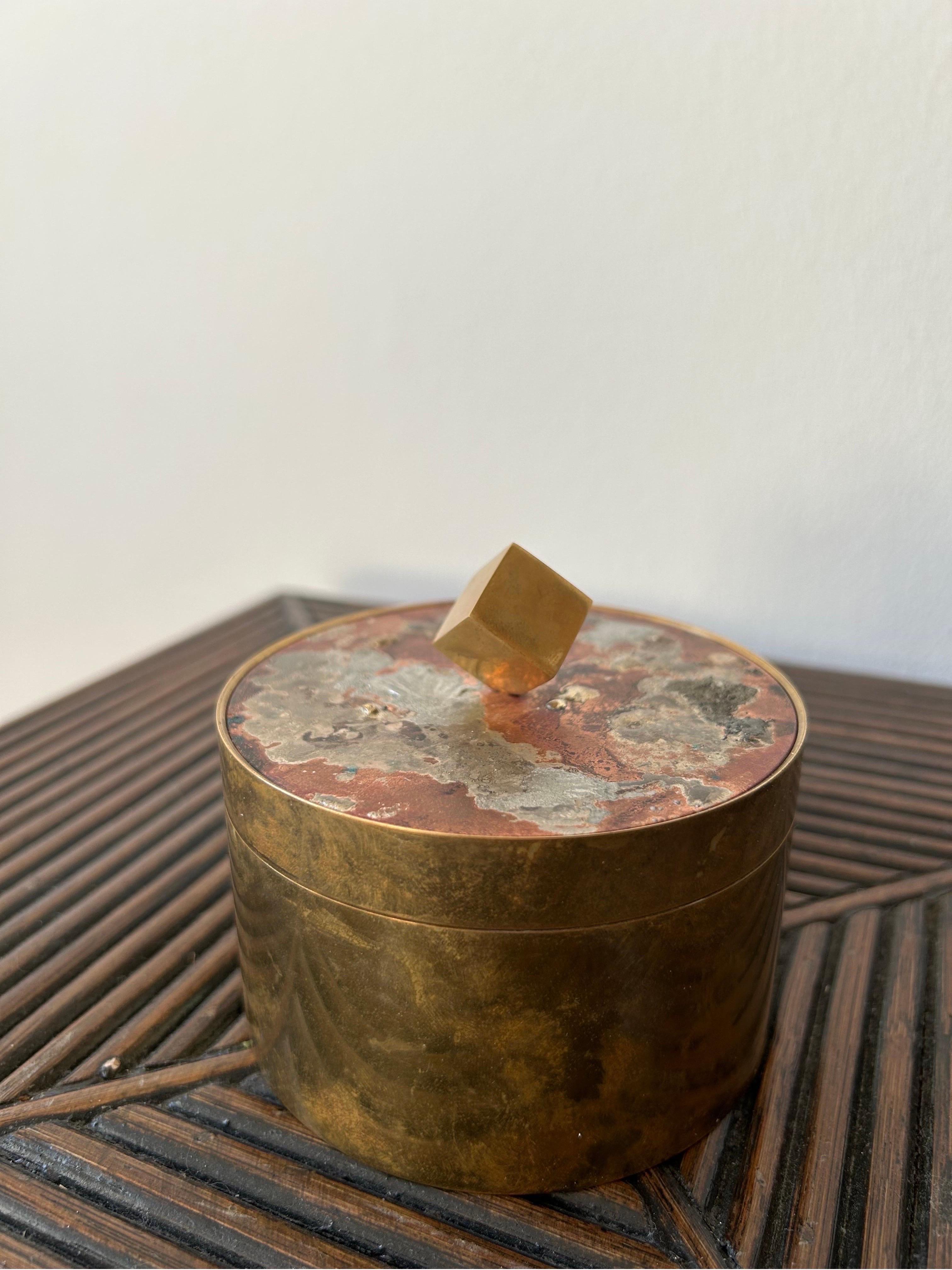 Swedish Pierre Forsell Brass Lidded Jar Manufactured by Skultuna For Sale