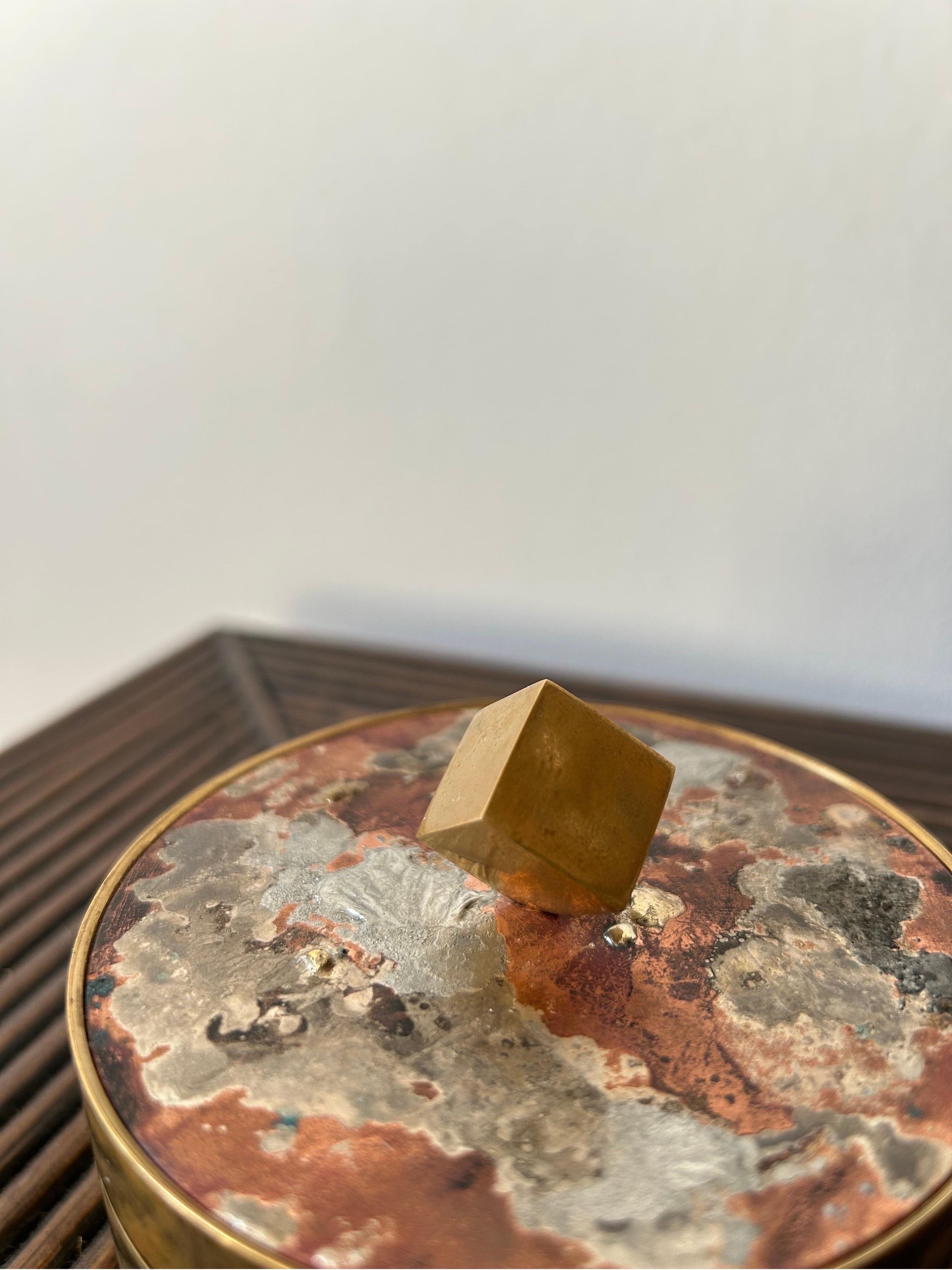 Mid-20th Century Pierre Forsell Brass Lidded Jar Manufactured by Skultuna