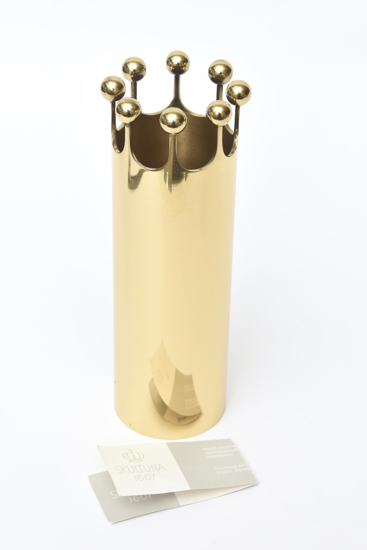 Mid-20th Century Pierre Forsell by Skultuna Brass Crown Vase Mid-Century Modern For Sale