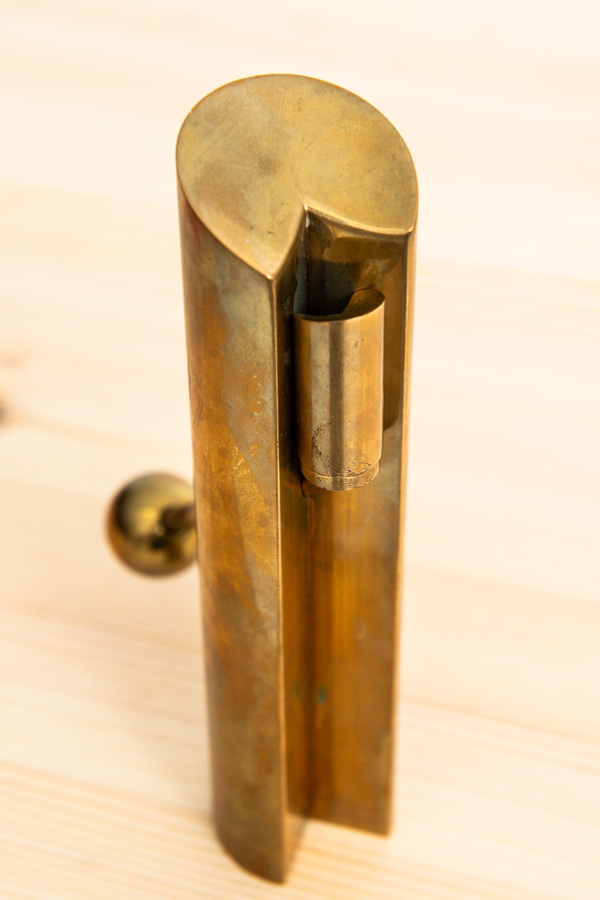 Pair of candlesticks in brass model Variable designed by Pierre Forsell. Produced by Skultuna in Sweden.