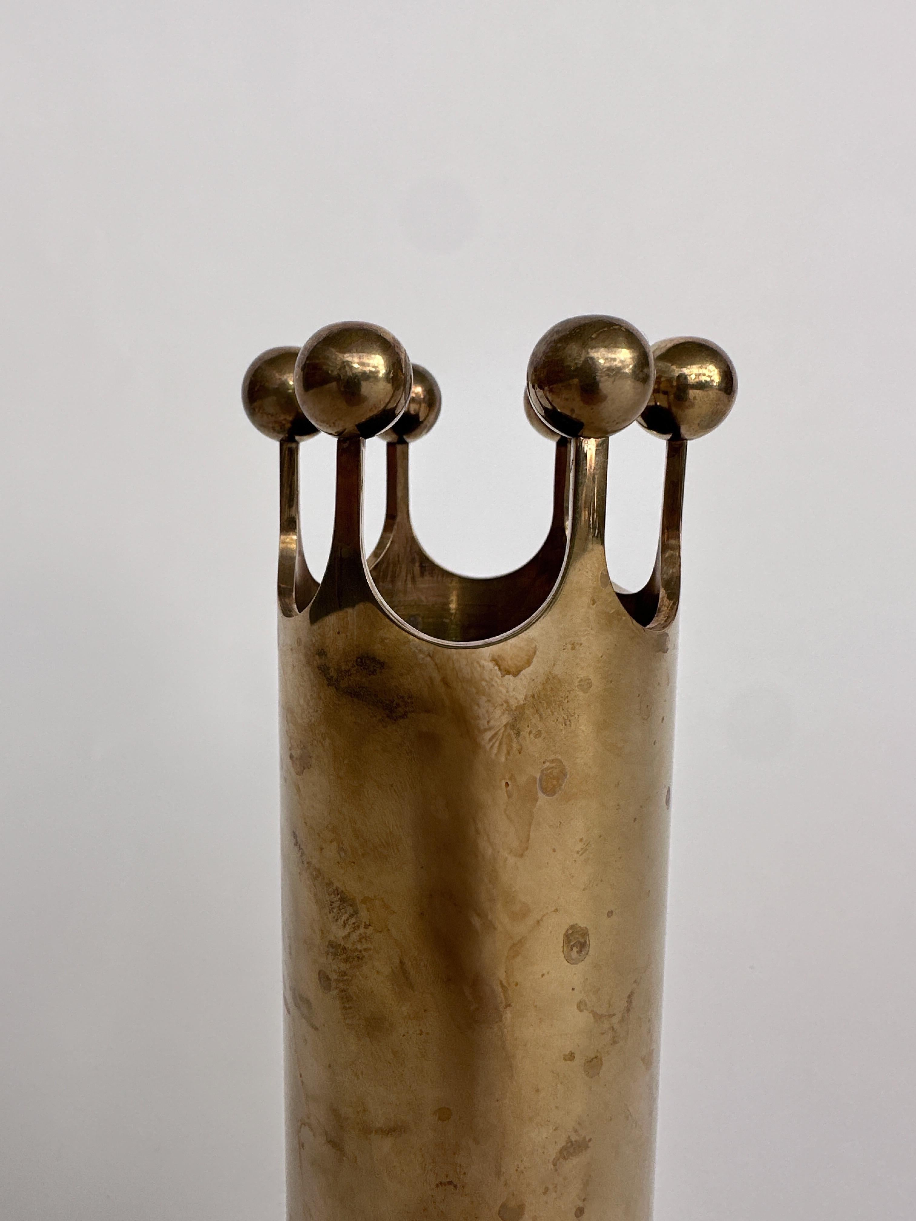 Pierre Forsell Crown Vase Skultuna Sweden Brass 1970s In Good Condition In Basel, BS