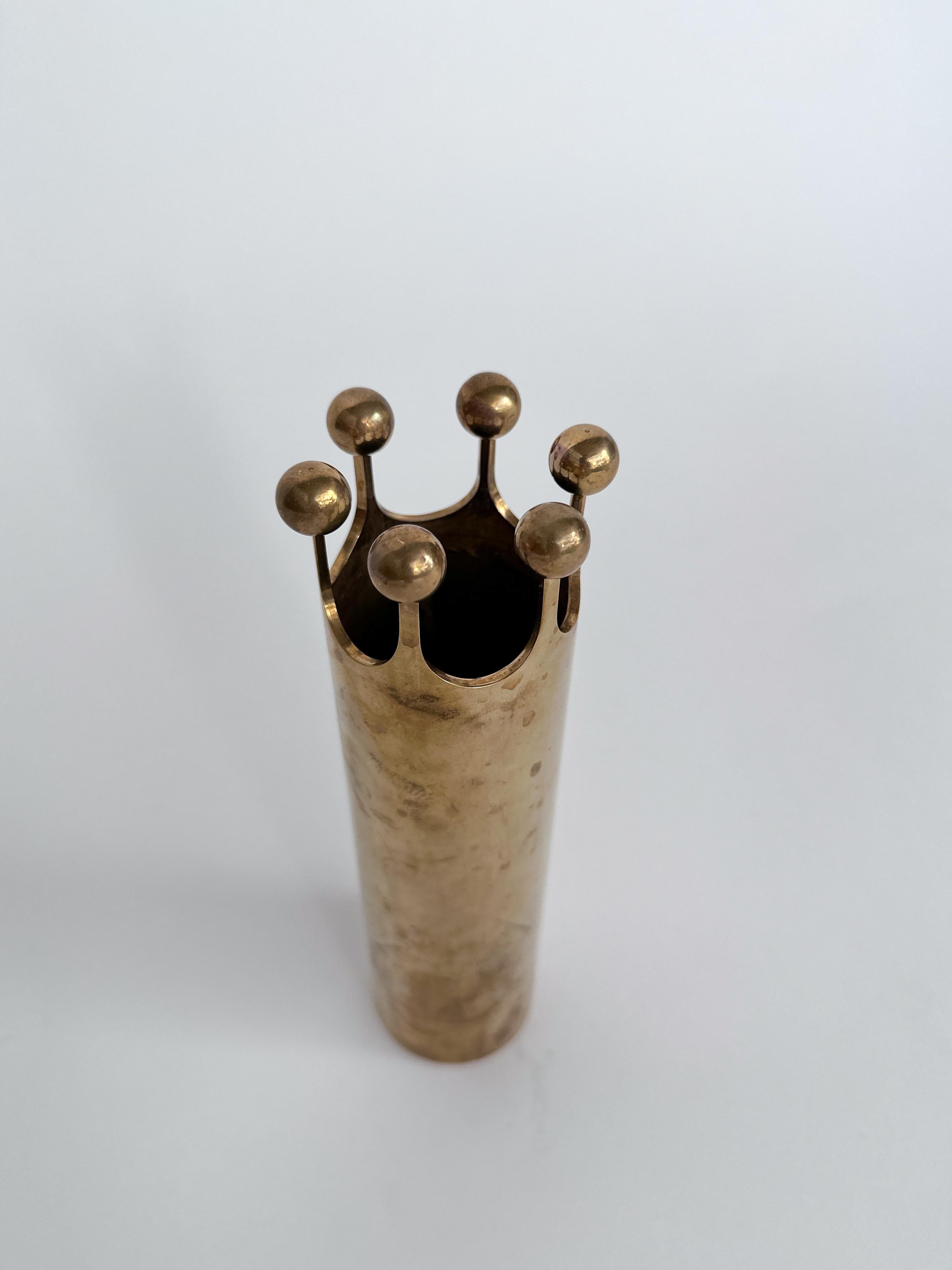 Pierre Forsell Crown Vase Skultuna Sweden Brass 1970s 1