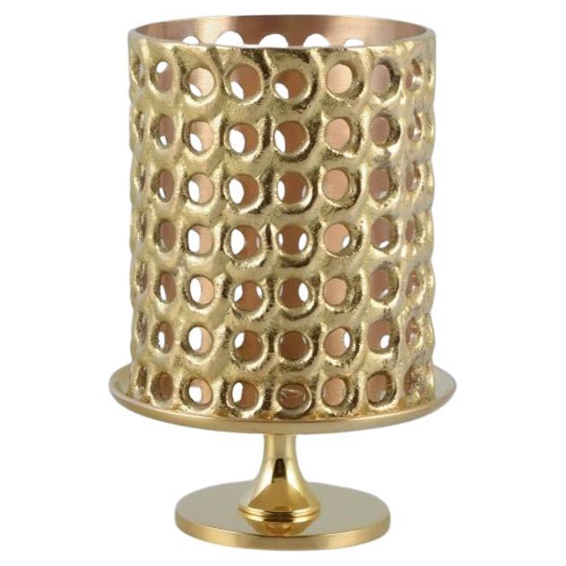 Pierre Forsell for Skultuna, Sweden. Tea light lantern in polished brass. 21th C For Sale