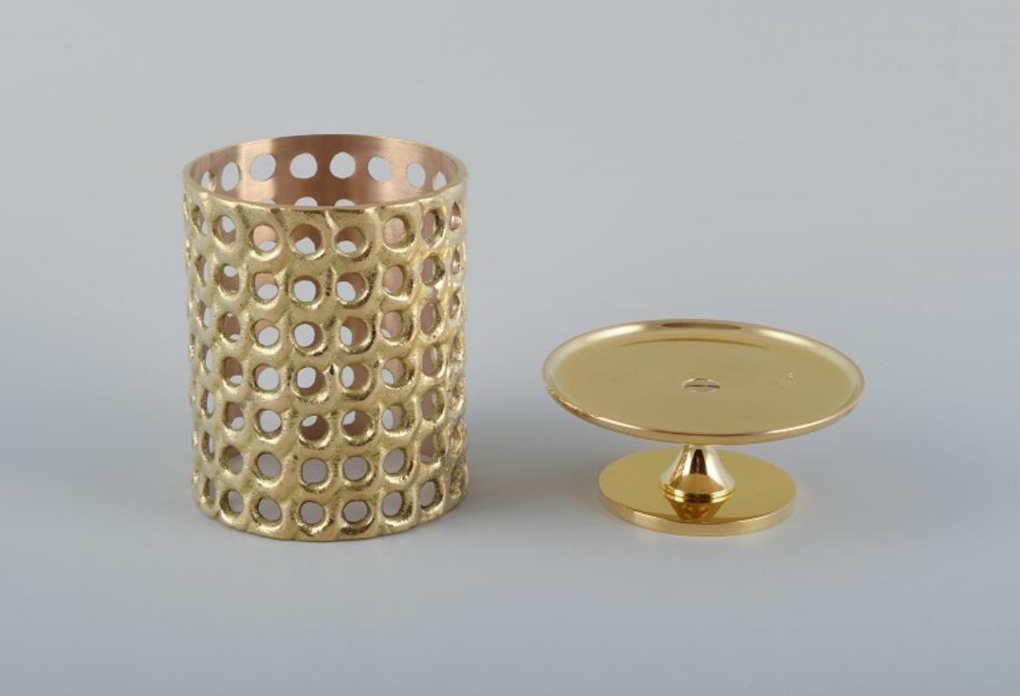 Scandinavian Modern Pierre Forsell for Skultuna. Tea light lantern in polished brass. 21th C For Sale