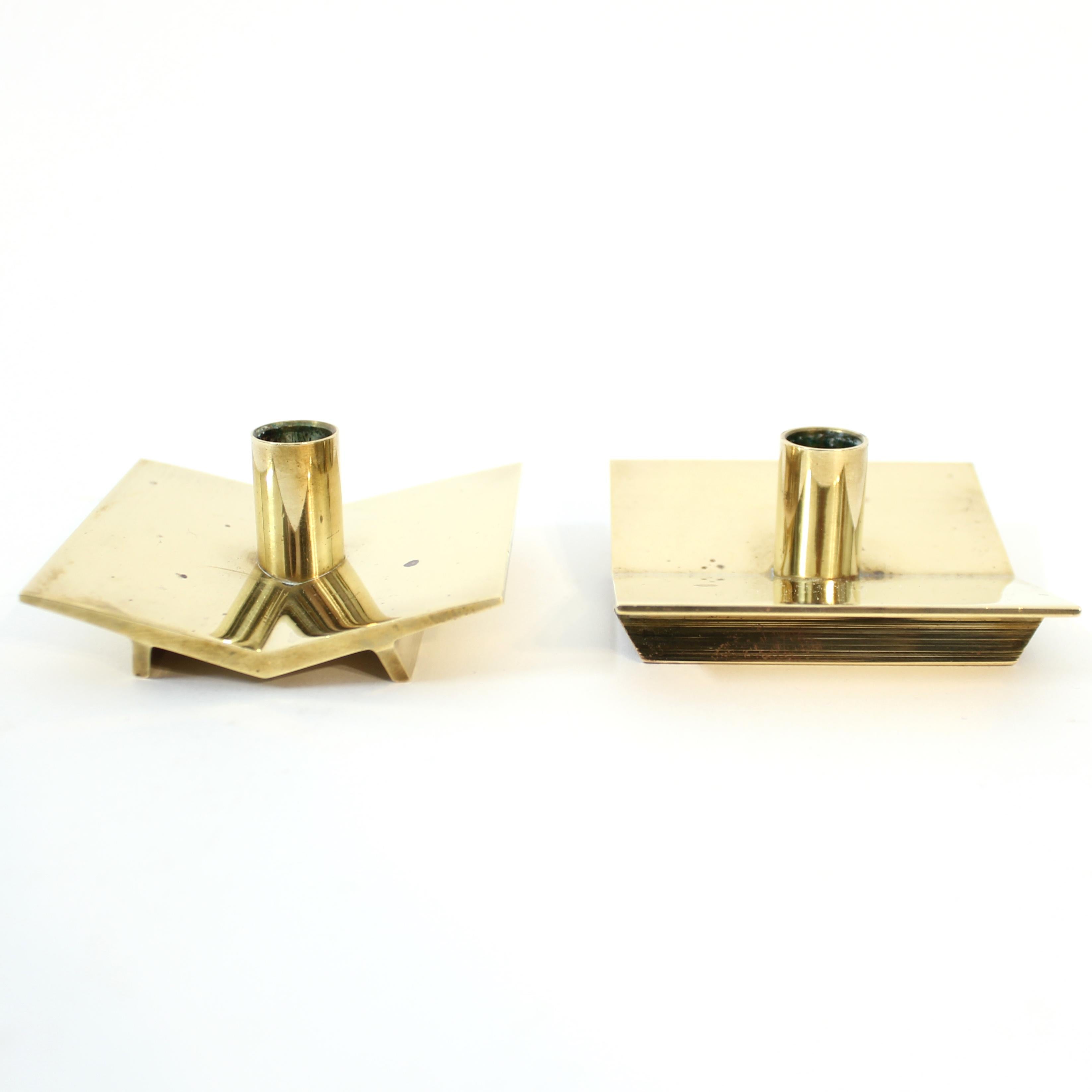 20th Century Pierre Forsell, pair of candle holders for Ystad Metall, model Nr 70, 1960s For Sale