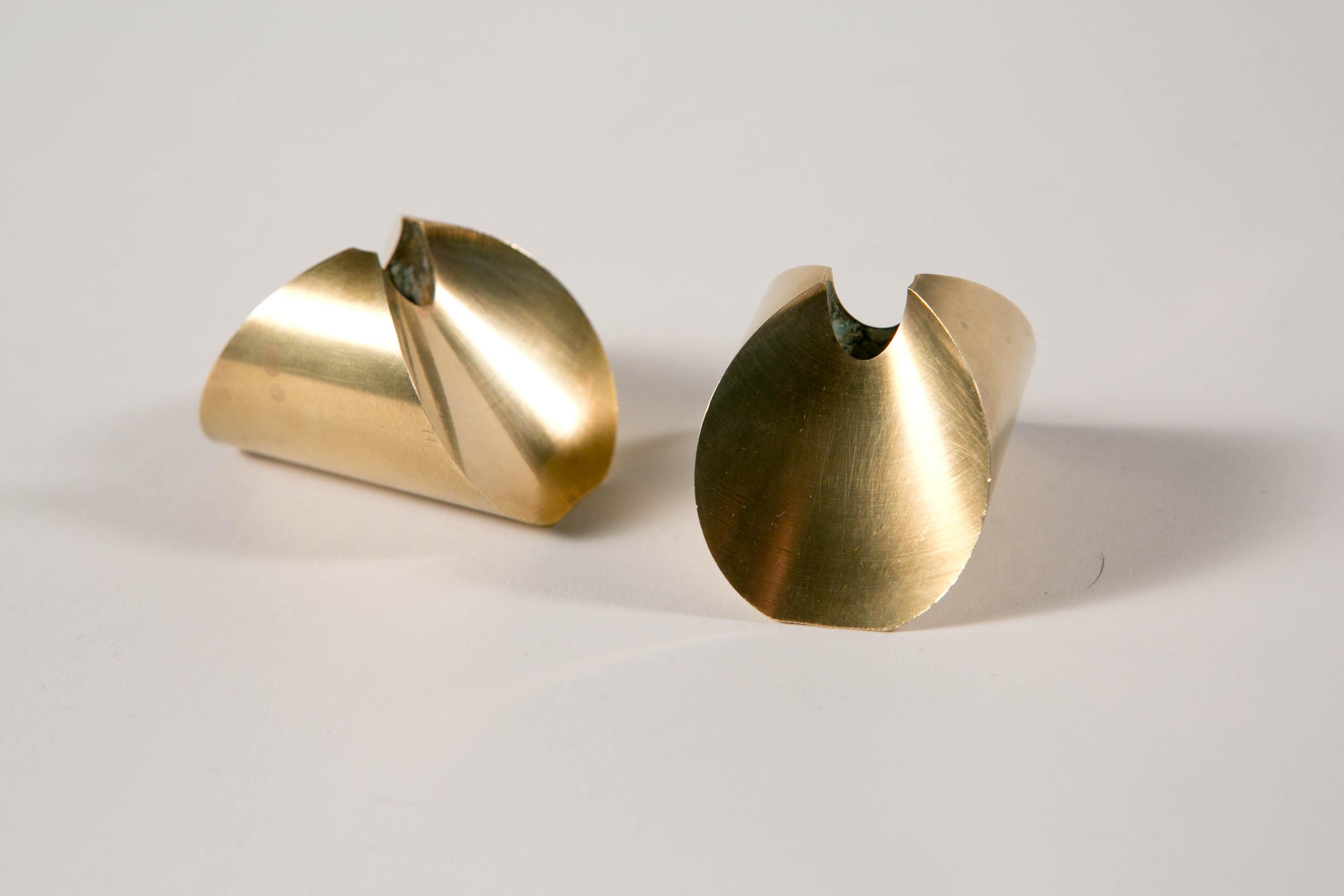 Pierre Forsell, Pair of Rocking Tulip Brass Candlestick from Skultuna, 1950's 9
