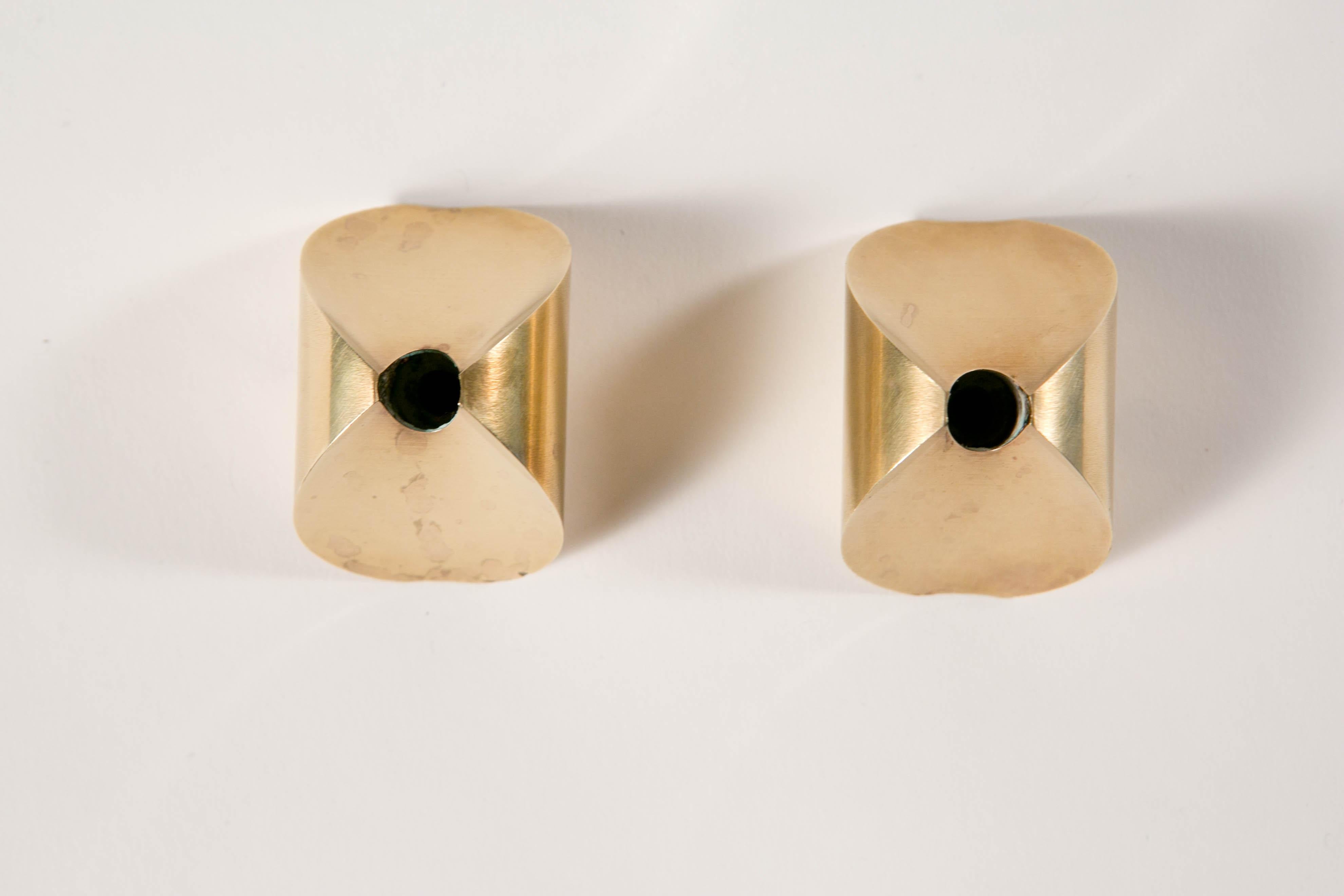 Pierre Forsell, Pair of Rocking Tulip Brass Candlestick from Skultuna, 1950's 3