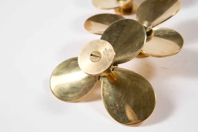 Pierre Forsell - Set of 3 Brass Propellor Candle Holders Skultuna Sweden 1960s For Sale 6