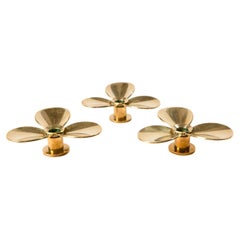 Pierre Forsell - Set of 3 Brass Propellor Candle Holders Skultuna Sweden 1960s