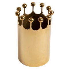 Pierre Forsell Solid Brass Vase, "11 Crown Points" for Skultuna, Sweden 1950s