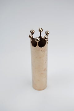 Pierre Forsell Solid Brass Vase with "6 Crown Points" for Skultuna Sweden, 1950s